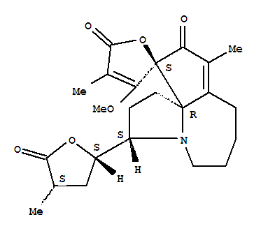 Molecular Structure of 137031-44-8 (Spiro[1H-cyclopenta[b]pyrrolo[1,2-a]azepine-11(10H),2'(5'H)-furan]-5',10-dione,2,3,5,6,7,8-hexahydro-3'-methoxy-4',9-dimethyl-3-[(2S,4S)-tetrahydro-4-methyl-5-oxo-2-furanyl]-,(2'S,3S,11aR)-)