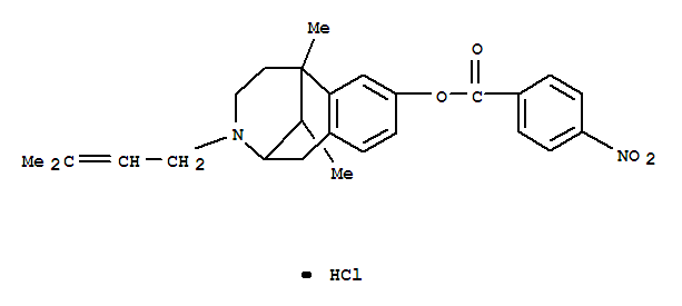 137638-85-8,6,11-dimethyl-3-(3-methylbut-2-en-1-yl)-1,2,3,4,5,6-hexahydro-2,6-methano-3-benzazocin-8-yl 4-nitrobenzoate hydrochloride,2,6-Methano-3-benzazocin-8-ol,1,2,3,4,5,6-hexahydro-6,11-dimethyl-3-(3-methyl-2-butenyl)-, 4-nitrobenzoate(ester), monohydrochloride (9CI)