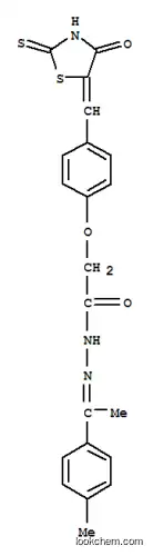 Molecular Structure of 139298-36-5 (N-[1-(4-methylphenyl)ethylideneamino]-2-[4-[(E)-(4-oxo-2-sulfanylidene -thiazolidin-5-ylidene)methyl]phenoxy]acetamide)