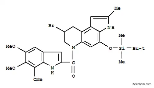 Molecular Structure of 140447-66-1 ({2-[(8-bromo-4-{[tert-butyl(dimethyl)silyl]oxy}-2-methyl-3,7,8,9-tetrahydro-6H-pyrrolo[3,2-f]quinolin-6-yl)carbonyl]-6,7-dimethoxy-1H-indol-5-yl}methanol)