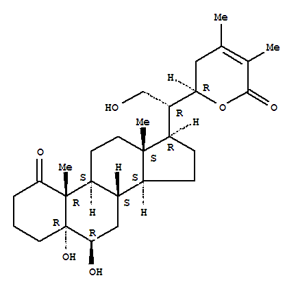 Molecular Structure of 143868-94-4 (Ergost-24-en-26-oicacid, 5,6,21,22-tetrahydroxy-1-oxo-, d-lactone, (5a,6b,22R)-)