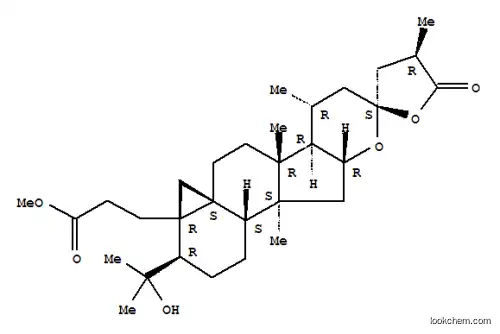 Molecular Structure of 151368-44-4 (Spiro[cyclopropa[2',3']benz[1',2':4,5]indeno[2,1-b]pyran-9(3aH),2'(3'H)-furan]-3a-propanoicacid,hexadecahydro-3-(1-hydroxy-1-methylethyl)-4',6a,7,11a-tetramethyl-5'-oxo-,methyl ester, (2'S,3R,3aR,4'R,4aS,6aR,6bR,7R,10aR,11aS,11bS)- (9CI))