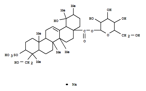 Urs-12-en-28-oic acid,19,23-dihydroxy-3-(sulfooxy)-, 28-b-D-glucopyranosyl ester, monosodium salt, (3b,4b)- (9CI)