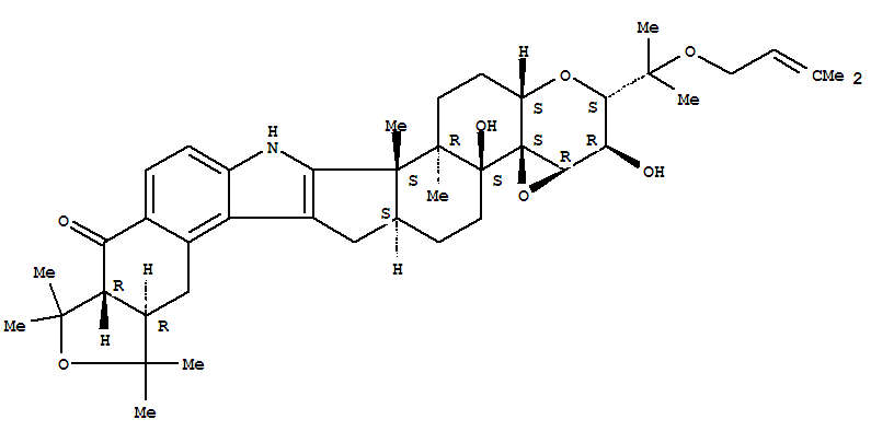 155964-95-7,2H,6H-Isobenzofuro[5,6-e]oxireno[4',4'a]-1-benzopyrano[5',6':6,7]indeno[1,2-b]indol-12(7H)-one,3,3a,4b,5,6a,8,8a,9,11,11a,15,15b,15c,16,17,17a-hexadecahydro-3,4b-dihydroxy-9,9,11,11,15b,15c-hexamethyl-2-[1-methyl-1-[(3-methyl-2-butenyl)oxy]ethyl]-,(2S,3R,3aR,4aS,4bS,6aS,8aR,11aR,15bS,15cR,17aS)- (9CI),2H,6H-Isobenzofuro[5,6-e]oxireno[4',4'a]-1-benzopyrano[5',6':6,7]indeno[1,2-b]indol-12(7H)-one,3,3a,4b,5,6a,8,8a,9,11,11a,15,15b,15c,16,17,17a-hexadecahydro-3,4b-dihydroxy-9,9,11,11,15b,15c-hexamethyl-2-[1-methyl-1-[(3-methyl-2-butenyl)oxy]ethyl]-,[2S-(2a,3b,3aa,4aR*,4bb,6aa,8aa,11ab,15bb,15ca,17ab)]-; Lolitrem E