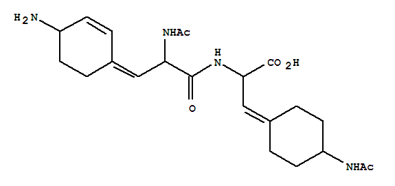 Molecular Structure of 157744-22-4 (L-Alanine,(3E)-N-acetyl-3-[(4R)-4-amino-2-cyclohexen-1-ylidene]-L-alanyl-3-[4-(acetylamino)cyclohexylidene]-,(3S)- (9CI))