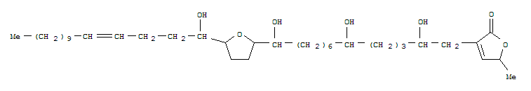 Molecular Structure of 161407-78-9 (2(5H)-Furanone,5-methyl-3-[2,6,13-trihydroxy-13-[tetrahydro-5-(1-hydroxy-4-pentadecenyl)-2-furanyl]tridecyl]-(9CI))