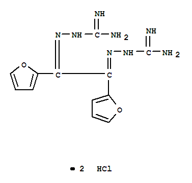 Molecular Structure of 16167-39-8 (Guanidine,1,1'-[(di-2-furylethanediylidene)dinitrilo]di-, dihydrochloride (8CI))