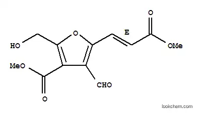 Molecular Structure of 165337-75-7 (3-Furancarboxylic acid,4-formyl-2-(hydroxymethyl)-5-[(1E)-3-methoxy-3-oxo-1-propen-1-yl]-, methylester)