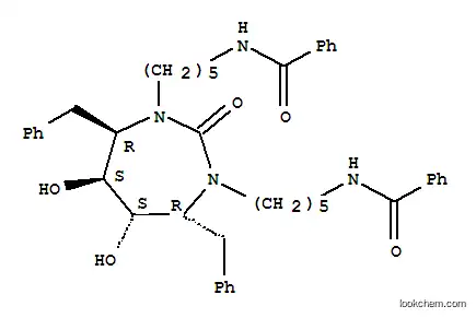 Molecular Structure of 167826-35-9 (Benzamide,N,N'-[[tetrahydro-5,6-dihydroxy-2-oxo-4,7-bis(phenylmethyl)-1H-1,3-diazepine-1,3(2H)-diyl]di-5,1-pentanediyl]bis-,[4R-(4a,5a,6b,7b)]- (9CI))