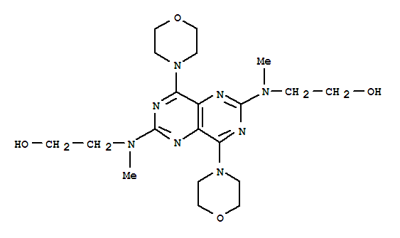 Molecular Structure of 16908-53-5 (Ethanol,2,2'-[(4,8-di-4-morpholinylpyrimido[5,4-d]pyrimidine-2,6-diyl)bis(methylimino)]bis-(9CI))