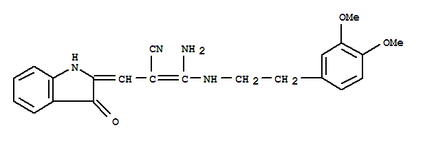 171853-14-8,(2Z)-3-amino-3-{[2-(3,4-dimethoxyphenyl)ethyl]amino}-2-[(Z)-(3-oxo-1,3-dihydro-2H-indol-2-ylidene)methyl]prop-2-enenitrile,