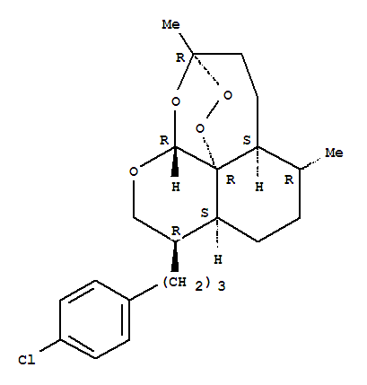 181884-73-1,3,12-Epoxy-12H-pyrano[4,3-j]-1,2-benzodioxepin,9-[3-(4-chlorophenyl)propyl]decahydro-3,6-dimethyl-,(3R,5aS,6R,8aS,9R,12R,12aR)-,3,12-Epoxy-12H-pyrano[4,3-j]-1,2-benzodioxepin,9-[3-(4-chlorophenyl)propyl]decahydro-3,6-dimethyl-, [3R-(3a,5ab,6b,8ab,9a,12b,12aR*)]-; JAV 126