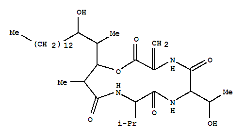 182125-52-6,Alanine,N-[(2R,3R,4S,5R)-3,5-dihydroxy-2,4-dimethyl-1-oxooctadecyl]-L-valyl-L-threonyl-2,3-didehydro-,(3®13)-lactone (9CI),Alanine,2,3-didehydro-N-[N-[N-(3,5-dihydroxy-2,4-dimethyl-1-oxooctadecyl)-L-valyl]-L-threonyl]-,l-lactone,[2R-(2R*,3R*,4S*,5R*)]-; NK 374186E3; Stevastelin E 3