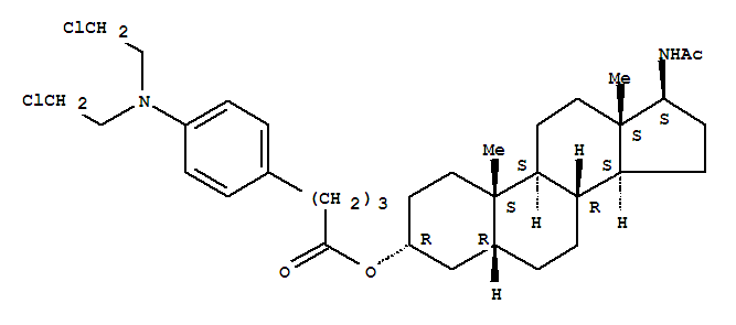 Molecular Structure of 182954-65-0 (Benzenebutanoic acid,4-[bis(2-chloroethyl)amino]-, (3a,5b,17b)-17-(acetylamino)androstan-3-yl ester (9CI))