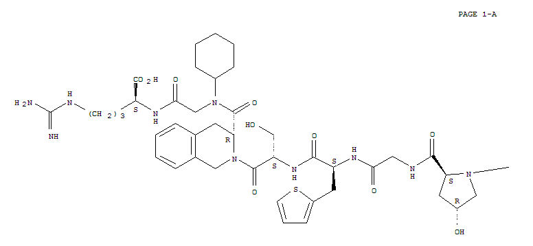 186127-69-5,L-Arginine, N2-[15-[[(5a,6a)-4,5-epoxy-6-hydroxy-17-methylmorphinan-3-yl]oxy]-1-oxopentadecyl]-D-arginyl-L-arginyl-L-prolyl-(4R)-4-hydroxy-L-prolylglycyl-3-(2-thienyl)-L-alanyl-L-seryl-(3R)-1,2,3,4-tetrahydro-3-isoquinolinecarbonyl-N-cyclohexylglycyl-(9CI),CP844