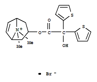 194222-44-1,8 - Azoniabicyclo[3.2.1]oct - 6 - ene, 3 - [(2 - hydroxy - 2,2 - di - 2 - thienylacetyl)oxy] - 8,8 - diMethyl - , broMide,8-Azoniabicyclo[3.2.1]oct-6-ene,3-[(hydroxydi-2-thienylacetyl)oxy]-8,8-dimethyl-, bromide (9CI); BEA 2108