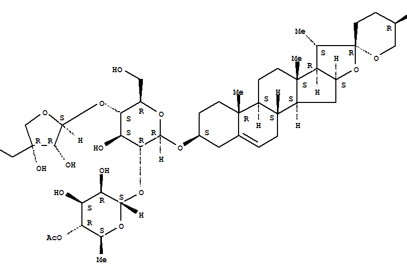 Molecular Structure of 197151-32-9 (b-D-Glucopyranoside, (3b,25R)-spirost-5-en-3-ylO-4-O-acetyl-6-deoxy-a-L-mannopyranosyl-(1®2)-O-[D-apio-b-D-furanosyl-(1®4)]- (9CI))