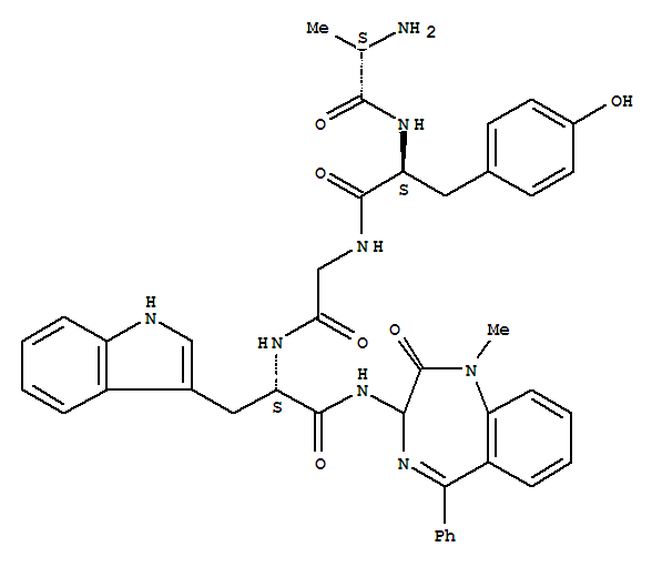 204244-39-3,L-Tryptophanamide,L-alanyl-L-tyrosylglycyl-N-(2,3-dihydro-1-methyl-2-oxo-5-phenyl-1H-1,4-benzodiazepin-3-yl)-(9CI),BDA 753