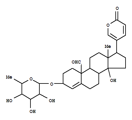 25955-03-7,Bufa-4,20,22-trienolide,3-[(6-deoxy-a-L-mannopyranosyl)oxy]-14-hydroxy-19-oxo-,(3b)- (9CI),19-OxoproscillaridinA;Scilliglaucosidin rhamnoside;Scilliglaucosidin a-L-rhamnoside;