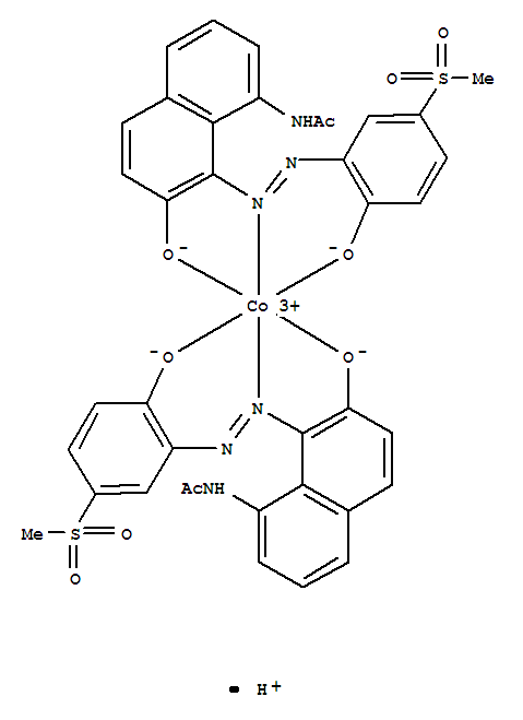 29616-23-7,Cobaltate(1-),bis[N-[7-hydroxy-8-[[2-hydroxy-5-(methylsulfonyl)phenyl]azo]-1-naphthalenyl]-,hydrogen (9CI),Cobaltate(1-),bis[N-[7-hydroxy-8-[[2-hydroxy-5-(methylsulfonyl)phenyl]azo]-1-naphthyl]acetamidato(2-)]-,hydrogen (8CI); Acetamide,N-[7-hydroxy-8-[[2-hydroxy-5-(methylsulfonyl)phenyl]azo]-1-naphthalenyl]-,cobalt complex