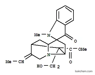 Molecular Structure of 34472-28-1 (Spiro[2H-indole-2,2'(3'H)-[3,7]methanoindolizine]-8'-carboxylicacid,6'-ethylidene-1,1',3,5',6',7',8',8'a-octahydro-8'-(hydroxymethyl)-1-methyl-3-oxo-,methyl ester, (2R,3'S,6'E,7'S,8'R,8'aS)-)