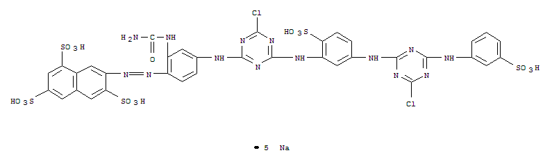 1,3,6-Naphthalenetrisulfonic acid, 7-[2-[2-[(aminocarbonyl)amino]-4-[[4-chloro-6-[[5-[[4-chloro-6-[(3-sulfophenyl)amino]-1,3,5-triazin-2-yl]amino]-2-sulfophenyl]amino]-1,3,5-triazin-2-yl]amino]phenyl]