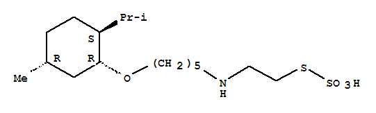 36892-51-0,Thiosulfuric acid S-[2-[[5-[[(1R)-5β-methyl-2α-(1-methylethyl)cyclohexyl]oxy]pentyl]amino]ethyl] ester,S-2-[[5-[(2-Isopropyl-5-methylcyclohexyl)oxy]pentyl]amino]ethylhydrogen thiosulfate