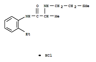 42242-53-5,N-(2-ethylphenyl)-N~2~-[2-(methylsulfanyl)ethyl]alaninamide hydrochloride,Propanamide,N-(2-ethylphenyl)-2-[[2-(methylthio)ethyl]amino]-, monohydrochloride (9CI);2'-Ethyl-2-(2-methylthioethylamino)propionanilide hydrochloride