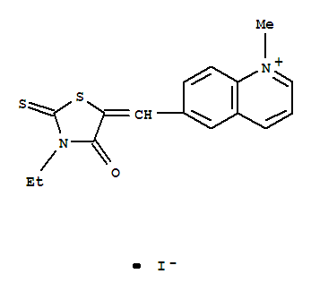 4831-50-9,Quinolinium,6-[(3-ethyl-4-oxo-2-thioxo-5-thiazolidinylidene)methyl]-1-methyl-, iodide (1:1),6-[(3-Ethyl-4-oxo-2-thioxo-5-thiazolidinylidene)methyl]-1-methylquinoliniumiodide (7CI); Quinolinium,6-[(3-ethyl-4-oxo-2-thioxo-5-thiazolidinylidene)methyl]-1-methyl-, iodide (8CI)