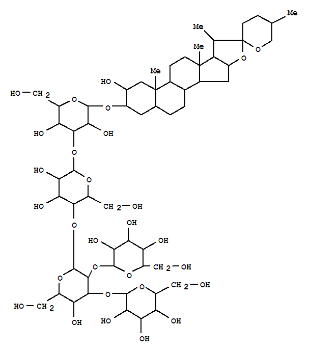 54963-35-8,b-D-Glucopyranoside, (2a,3b,5a,25R)-2-hydroxyspirostan-3-yl O-b-D-glucopyranosyl-(1®2)-O-[b-D-glucopyranosyl-(1®3)]-O-b-D-glucopyranosyl-(1®4)-O-b-D-galactopyranosyl-(1®3)- (9CI),Spiro[8H-naphth[2',1':4,5]indeno[2,1-b]furan-8,2'-[2H]pyran],b-D-glucopyranoside deriv.;Spirostan, b-D-glucopyranoside deriv.;Capsicosin