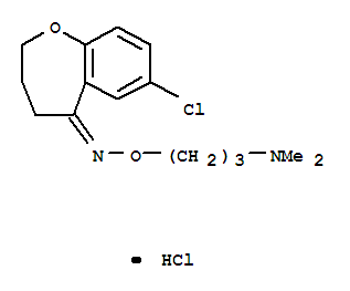 55579-98-1,(5Z)-7-chloro-3,4-dihydro-1-benzoxepin-5(2H)-one O-[3-(dimethylamino)propyl]oxime hydrochloride,1-Benzoxepin-5(2H)-one,7-chloro-3,4-dihydro-, O-[3-(dimethylamino)propyl]oxime, monohydrochloride(9CI)