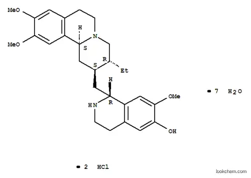 Molecular Structure of 6487-30-5 (6-Isoquinolinol,1-[[(2S,3R,11bS)-3-ethyl-1,3,4,6,7,11b-hexahydro-9,10-dimethoxy-2H-benzo[a]quinolizin-2-yl]methyl]-1,2,3,4-tetrahydro-7-methoxy-,hydrochloride, hydrate (1:2:7), (1R)-)