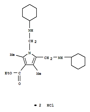 6640-94-4,ethyl 1,5-bis[(cyclohexylamino)methyl]-2,4-dimethyl-1H-pyrrole-3-carboxylate,1H-Pyrrole-3-carboxylicacid, 1,5-bis[(cyclohexylamino)methyl]-2,4-dimethyl-, ethyl ester,dihydrochloride (9CI); NSC 48165
