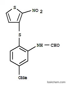 Molecular Structure of 7038-37-1 (Formamide,N-[5-methoxy-2-[(2-nitro-3-thienyl)thio]phenyl]-)