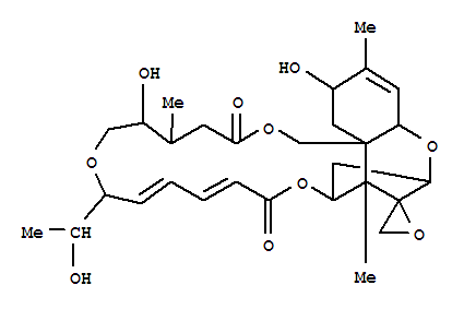 71748-64-6,Verrucarin A,7'-deoxo-2'-deoxy-4',8-dihydroxy-7'-[(1S)-1-hydroxyethyl]-, (4'R,7'R,8R)-,VerrucarinA, 7'-deoxo-2'-deoxy-4',8-dihydroxy-7'-(1-hydroxyethyl)-, [4'R,7'R(S),8R]-;Spiro[16,18-methano-1H,3H,23H-[1,6,12]trioxacyclooctadecino[3,4-d][1]benzopyran-17(18H),2'-oxirane],verrucarin A deriv.; Baccharin B2; Baccharinoid B 2; Isobaccharol