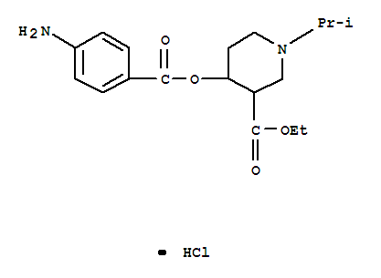 78219-24-6,ethyl 4-{[(4-aminophenyl)carbonyl]oxy}-1-(1-methylethyl)piperidine-3-carboxylate hydrochloride,3-Piperidinecarboxylicacid, 4-[(4-aminobenzoyl)oxy]-1-(1-methylethyl)-, ethyl ester,monohydrochloride (9CI)