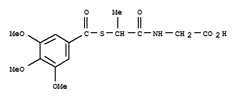 82922-44-9,Glycine,N-[1-oxo-2-[(3,4,5-trimethoxybenzoyl)thio]propyl]-,N-[1-oxo-2-[(3,4,5-trimethoxybenzoyl)thio]propyl]glycine