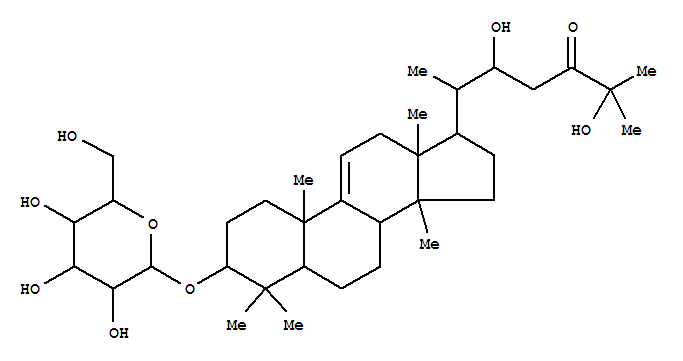 86450-59-1,Lanost-9(11)-en-24-one,3-(b-D-glucopyranosyloxy)-22,25-dihydroxy-,(3b)- (9CI),Protrichonin