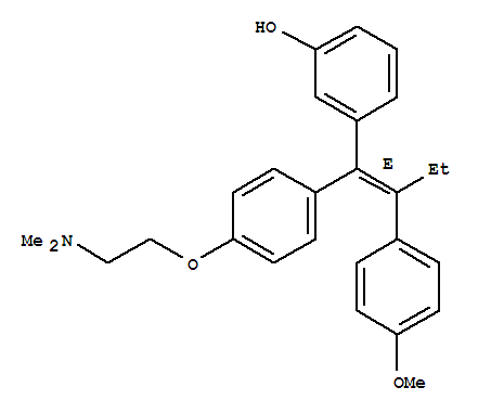 91680-81-8,Phenol,3-[(1E)-1-[4-[2-(dimethylamino)ethoxy]phenyl]-2-(4-methoxyphenyl)-1-buten-1-yl]-,Phenol,3-[(1E)-1-[4-[2-(dimethylamino)ethoxy]phenyl]-2-(4-methoxyphenyl)-1-butenyl]-(9CI); Phenol,3-[1-[4-[2-(dimethylamino)ethoxy]phenyl]-2-(4-methoxyphenyl)-1-butenyl]-, (E)-;K 135; K 135 (antiestrogen)