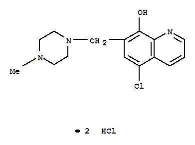 93987-85-0,5-chloro-7-[(4-methylpiperazin-1-yl)methyl]quinolin-8-ol,8-Quinolinol,5-chloro-7-[(4-methyl-1-piperazinyl)methyl]-, dihydrochloride (7CI)