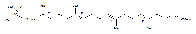Molecular Structure of 100692-38-4 (4,8,12,16,20-Docosapentaen-1-amine,N,N,4,8,13,17,21-heptamethyl-, N-oxide, (4E,8E,12E,16E)- (9CI))