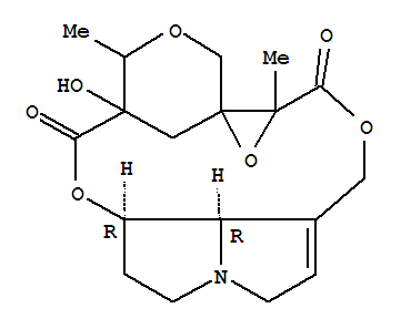 Molecular Structure of 115712-88-4 (2H-1a,5-Methano-4H-oxireno[12,13][1,5,10]trioxacyclotetradecino[6,7,8-gh]pyrrolizine-6,15(5H,15aH)-dione,7a,8,9,11,12b,13-hexahydro-5-hydroxy-4,15a-dimethyl-, (7aR,12bR)-)