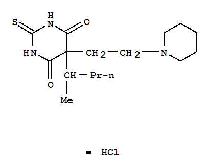 1158-53-8,5-(1-methylbutyl)-5-(2-piperidin-1-ylethyl)-2-thioxodihydropyrimidine-4,6(1H,5H)-dione hydrochloride,4,6(1H,5H)-Pyrimidinedione,dihydro-5-(1-methylbutyl)-5-[2-(1-piperidinyl)ethyl]-2-thioxo-,monohydrochloride (9CI); Barbituric acid,5-(1-methylbutyl)-5-(2-piperidinoethyl)-2-thio-, hydrochloride (7CI);Barbituric acid, 5-(1-methylbutyl)-5-(2-piperidinoethyl)-2-thio-,monohydrochloride (8CI)