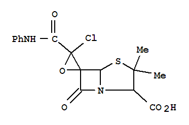 Molecular Structure of 115937-29-6 (Spiro[oxirane-2,6'-[4]thia[1]azabicyclo[3.2.0]heptane]-2'-carboxylicacid, 3-chloro-3',3'-dimethyl-7'-oxo-3-[(phenylamino)carbonyl]-, [2'S-[2'a,5'a,6'a(S*)]]- (9CI))