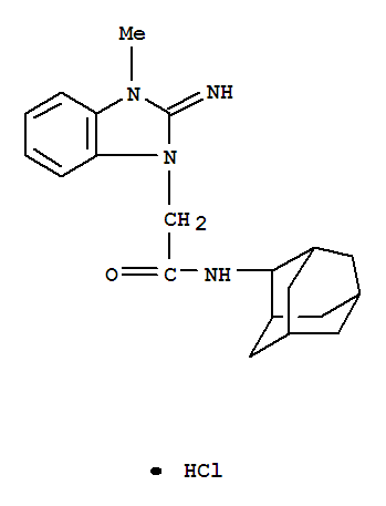 Molecular Structure of 117651-74-8 (1H-Benzimidazole-1-acetamide,2,3-dihydro-2-imino-3-methyl-N-tricyclo[3.3.1.13,7]dec-2-yl-, hydrochloride(1:1))
