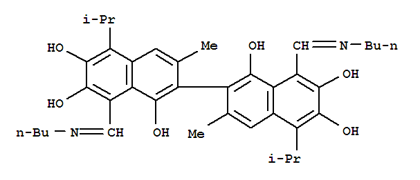 Molecular Structure of 13943-96-9 ([2,2'-Binaphthalene]-1,1',6,6',7,7'-hexol,8,8'-bis[(butylimino)methyl]-3,3'-dimethyl-5,5'-bis(1-methylethyl)-)