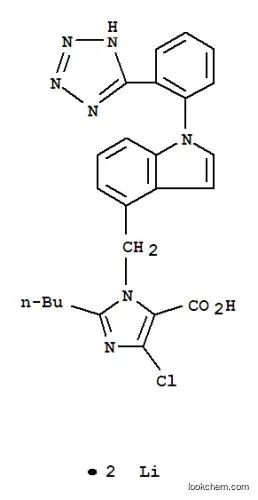 Molecular Structure of 142999-90-4 (1H-Imidazole-5-carboxylicacid,2-butyl-4-chloro-1-[[1-[2-(2H-tetrazol-5-yl)phenyl]-1H-indol-4-yl]methyl]-,lithium salt (1:2))