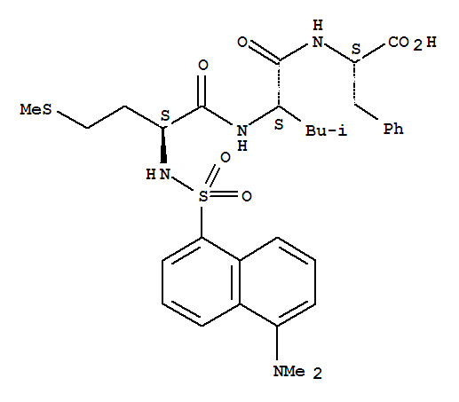 Molecular Structure of 146935-91-3 (L-Phenylalanine,N-[N-[N-[[5-(dimethylamino)-1-naphthalenyl]sulfonyl]-L-methionyl]-L-leucyl]-(9CI))