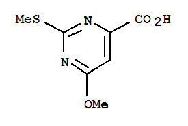 Molecular Structure of 15584-03-9 (4-Pyrimidinecarboxylicacid, 6-methoxy-2-(methylthio)-)