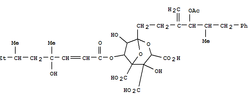 158189-87-8,L-erythro-L-glycero-D-altro-7-Trideculo-7,4-furanosonicacid,2,7-anhydro-3,4-di-C-carboxy-8,9,10,12,13-pentadeoxy-10-methylene-12-(phenylmethyl)-,11-acetate 5-[(2E)-4-hydroxy-4,6-dimethyl-2-octenoate], (7S)- (9CI),L-erythro-L-glycero-D-altro-7-Trideculo-7,4-furanosonicacid,2,7-anhydro-3,4-di-C-carboxy-8,9,10,12,13-pentadeoxy-10-methylene-12-(phenylmethyl)-,11-acetate 5-(4-hydroxy-4,6-dimethyl-2-octenoate), [5(2E),7S]-;2,8-Dioxabicyclo[3.2.1]octane,L-erythro-L-glycero-D-altro-7-trideculo-7,4-furanosonic acid deriv.;Squalestatin V1